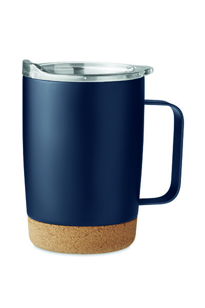 Evolt Cană din oțel inoxidabil cu perete dublu, cu bază din plută și capac gl...