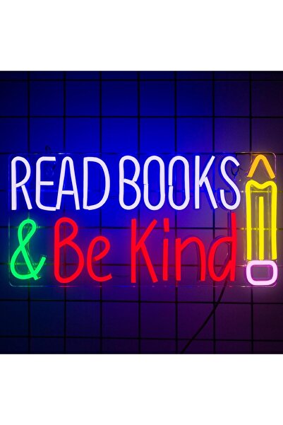 Slasa Read Books and Be Kind Neon Sign with 6mm Acrylic Base – Wall Decor 25×...