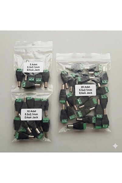 EmAyCenter 5 Adet 2.1mm Klemensli Erkek DC Power Jack - Lehim Gerektirmeyen C...