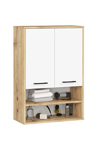 SERSIMO Dulap de baie montat pe perete, cu 2 uși și 2 rafturi deschise, 64x30...