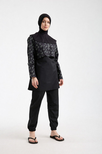 Adesline Women's Hijab Swimsuit Set of 3 with Adjustable Elastic Waist