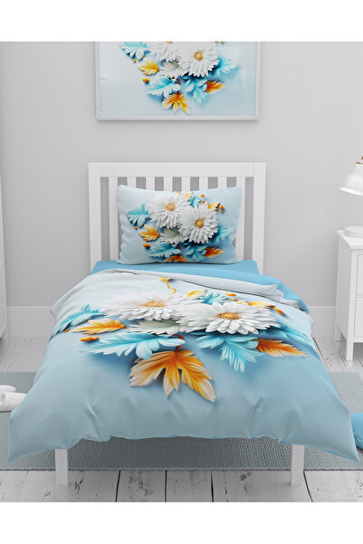 MonoHome 100% Cotton Ranforce Çeyizlik Luxury 5D Digital Single Duvet Cover S...