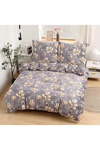 FIONNA.RO Lenjerie Cocolino 4 Piese Cu Elastic - Gri Cu Magnolie