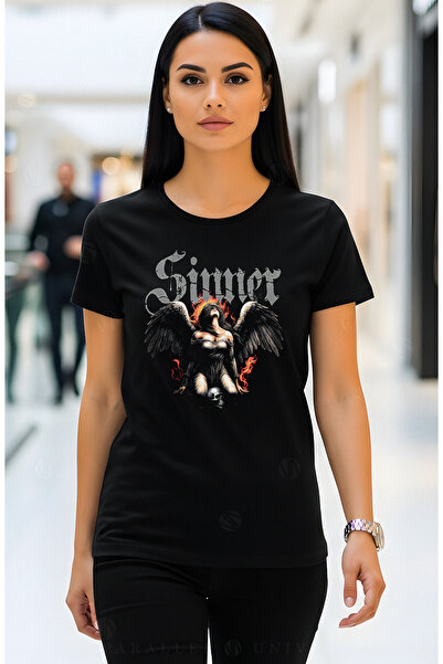PARUNIV Tricou dama Sinner, cool, rock style, iesiri cu prietenii, concerte