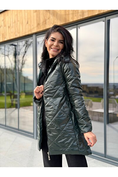 RAMONA BADESCU EXCLUSIVE Women's Quilted Jacket – Midi Model, Fitted Cut, Zip...