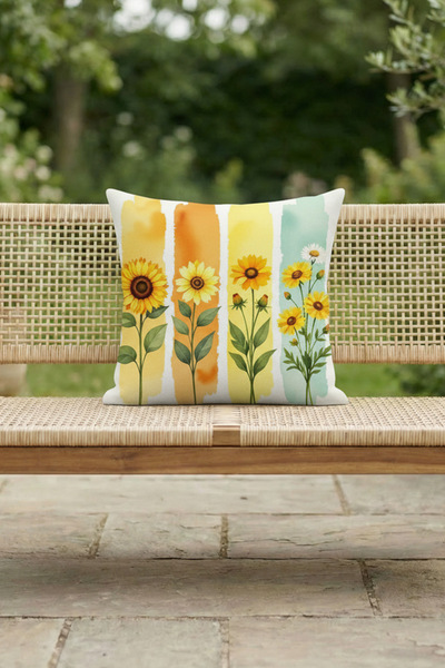 Moud's غطاء وسادة ملون بنمط زهرة الشمس، مقاوم للماء وقابل للمسح، مطبوع رقميًا...