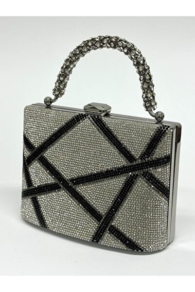 NAZART Women's Cross Stone Silver Evening Dress Clutch Chain Strap Handheld W...