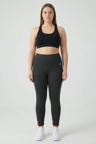 TOMMY LIFE Anthracite High Waist Slimming Plus Size Women's Tights - 94650