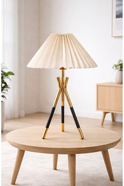 burenze Monako Modern Design Cream Fabric Umbrella Pleated Head Lampshade Gol...