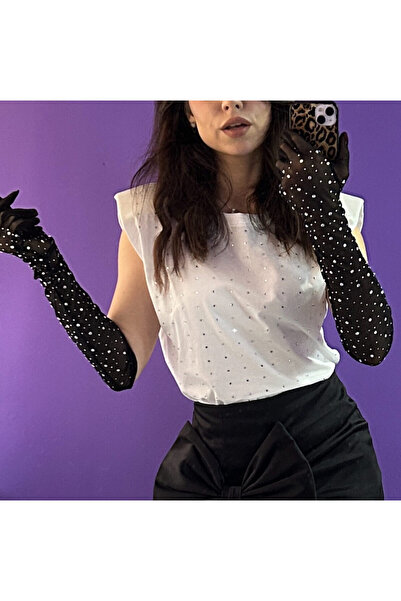 A.S.Signature Elegant white T-shirt with rhinestones