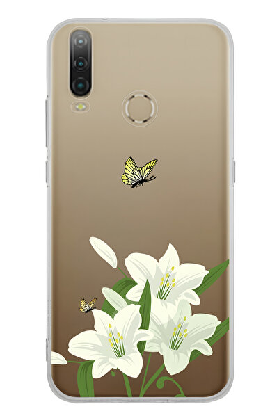 FLAMENKO حافظة هاتف شفافة بنمط الزنبق الأبيض متوافقة مع جهاز General Mobile G...