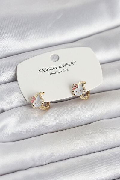 Clariss Kitty Model Gold Color Brass Children's Earrings