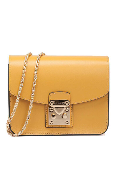 Tergan Sarı Hakiki Deri Kadın Çapraz Askılı Çanta - S25K1BC78972-H5G