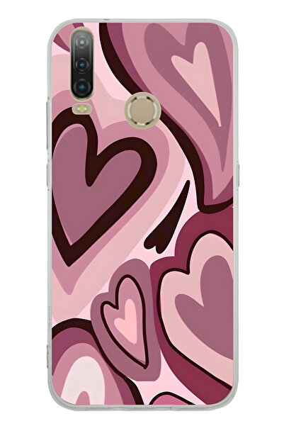 FLAMENKO حافظة هاتف شفافة بنمط قلب أحمر داكن متوافقة مع جهاز General Mobile G...