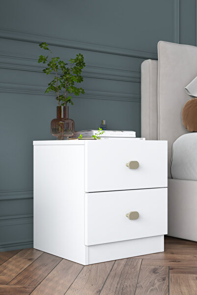 Rani Mobilya Rani BD111 Modern Komodin 2 Çekmeceli Yatak Odası Beyaz