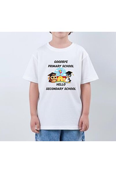 venüsdijital تي شيرت مطبوع عليه عبارة GOODBYE PRIMARY SCHOOL İLKOKULA VEDA