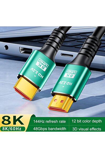 ATAELEKTRONİK كابل HDMI معدني بطول 1.5 متر 2.1 فولت 8K 2.1 فولت HDMI 4K إيثرن...