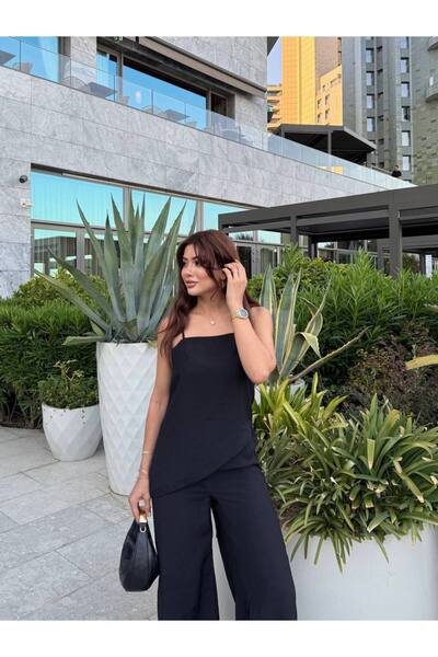 GAMZE ALPTEKİN Women's Premium Modal Fabric Asymmetrical Cut Slit Blouse Pala...