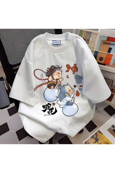 ZEMLİYA Unisex Oversize T-shirt με Γραφικό Τύπωμα – Casual Streetwear Άνετη Γ...