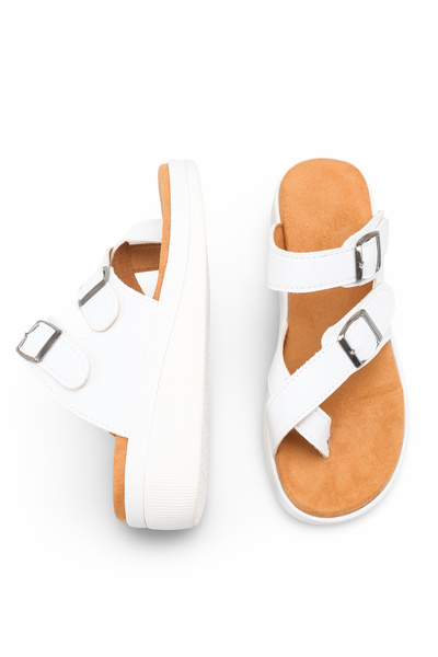 DELSOLERA Women's Cross-Strapped Flip-Flops with Buckle, Orthopedic Soft Sole...