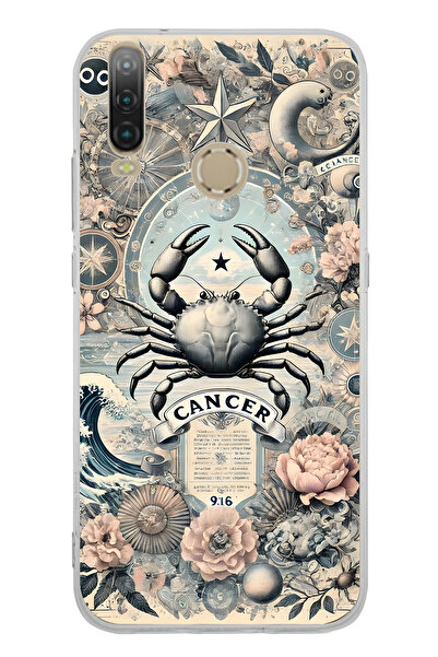 FLAMENKO حافظة هاتف شفافة بنمط علامة برج السرطان متوافقة مع جهاز General Mobi...