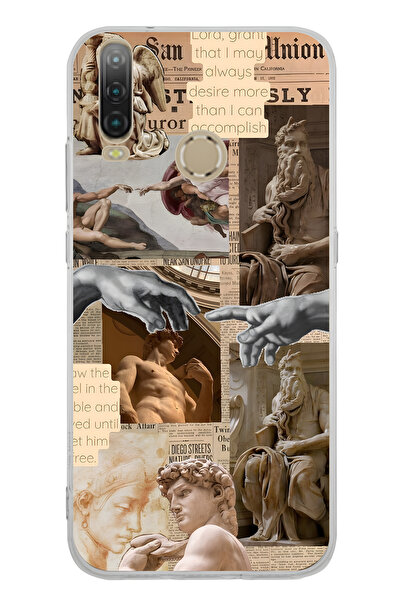 FLAMENKO حافظة هاتف شفافة بنمط كولاج منحوت من عصر النهضة متوافقة مع جهاز Gene...