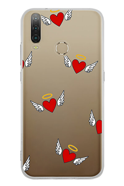 FLAMENKO حافظة هاتف شفافة بنمط قلب ملائكي متوافقة مع جهاز General Mobile GM 10