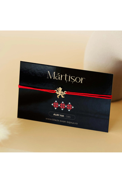 BLACK SWAN Bijoux Martisor bratara cu snur si Cosar din Aur 14K - Simbolul no...