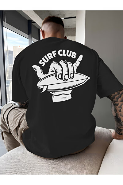 Rayan & Hoor Style Μπλουζάκι Unisex με στάμπα SURF, Oversize, από βαμβάκι, με...