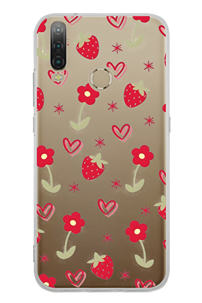 FLAMENKO حافظة هاتف شفافة متوافقة مع جهاز General Mobile GM 10 بنمط الفراولة ...