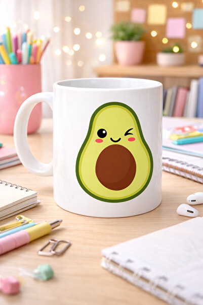 ELİZ BERRA MODA Cute Avocado Design Porcelain Mug Model 120 – Coffee & Tea Cu...