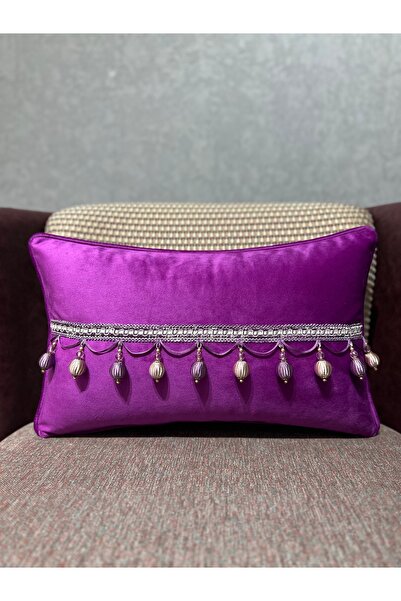 Fabricland Catifea moale importată mov cu mărgele și ciucuri 50X30 DRECTANGULAR