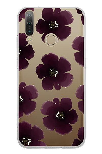 FLAMENKO حافظة هاتف شفافة بنمط زهرة أرجوانية متوافقة مع جهاز General Mobile G...