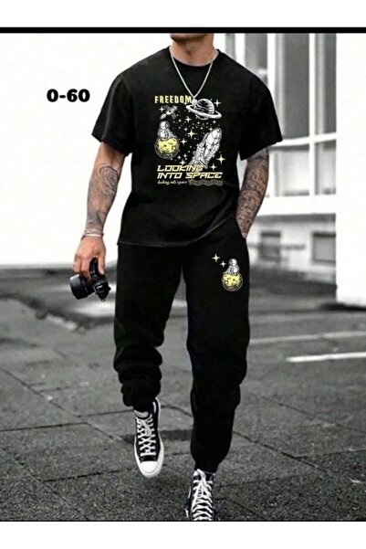 EFFRENATU Unisex Letter Printed T-Shirt – Round Neck, Short Sleeve, Casual Set