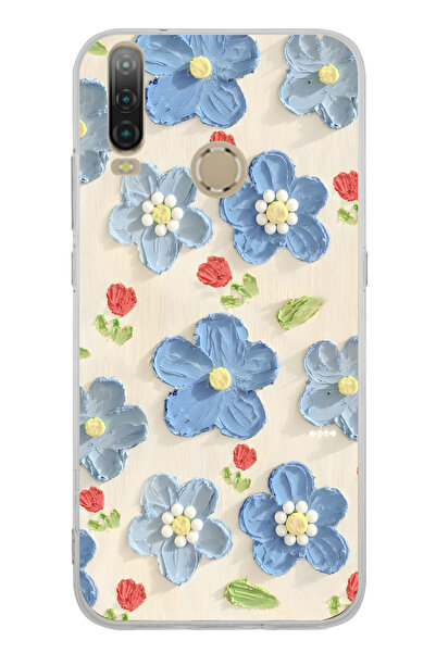 FLAMENKO حافظة هاتف شفافة بنمط زهور زرقاء متوافقة مع جهاز General Mobile GM 10