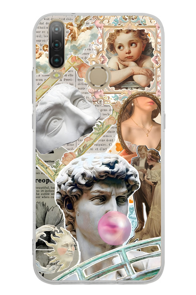 FLAMENKO حافظة هاتف شفافة بنمط رينيسانس كولاج متوافقة مع جهاز General Mobile ...