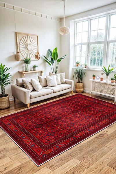 df home Salon Halısı Geometrik İskandinav Eskitmeli Dijital Baskı Yıkanabilir...