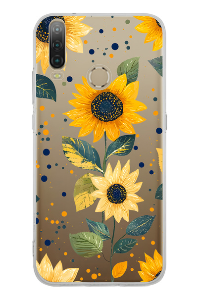 FLAMENKO حافظة هاتف شفافة بنمط زهرة الشمس متوافقة مع جهاز General Mobile GM 10