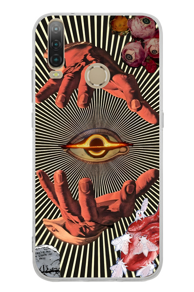 FLAMENKO حافظة هاتف شفافة بنمط كولاج لليد والعين متوافقة مع جهاز General Mobi...