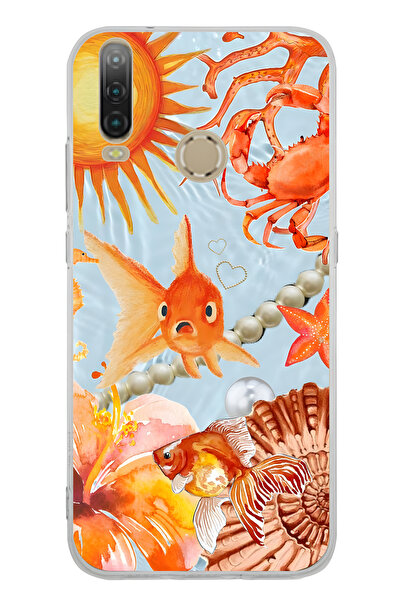 FLAMENKO حافظة هاتف شفافة بنمط السمكة البرتقالية متوافقة مع جهاز General Mobi...