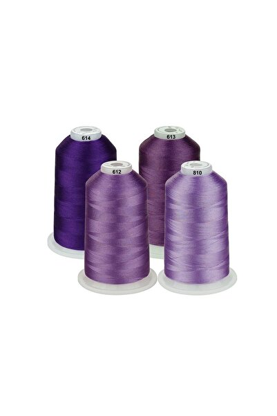 Simthread Embroidered Thread Set 4 Spools - 5000 m, Purple Tones