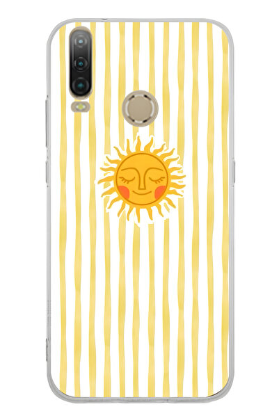 FLAMENKO حافظة هاتف شفافة بنمط شمسي مخطط باللون الأصفر متوافقة مع جهاز Genera...