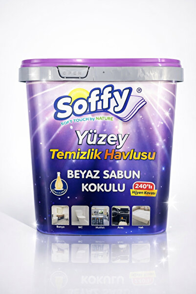 Soffy Beyaz Sabun Katkılı Islak Kova Mendil Yüzey Temizleme Havlusu 240 Adet