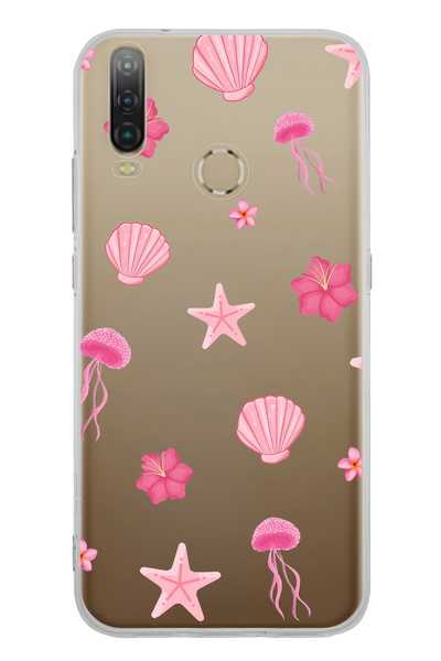 FLAMENKO حافظة هاتف شفافة بنمط البحر الوردي متوافقة مع جهاز General Mobile GM 10