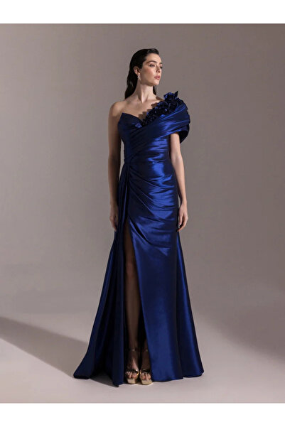 Kenzel Floral Detailed Slit Fish Tail Evening Dress