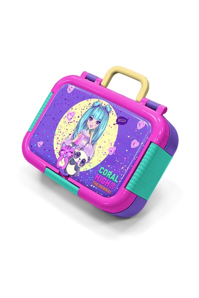 Coral High Παιδικό μωβ ροζ κουτί φαγητού από ανοξείδωτο ατσάλι με σχέδιο Anim...