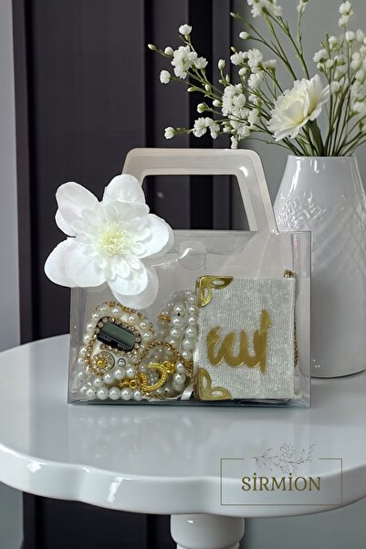 Sirmion Çanta Görünümlü Kutu İçinde Mini Kuran, İnci Tesbih ve Taşlı Zikirmat...