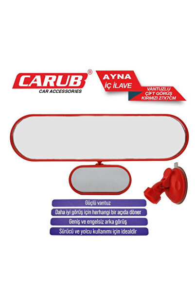PİNUKS AYNA İÇ DİKİZ ÇİFT GÖRÜŞLÜ VANTUZLU KIRMIZI 27X7CM ADET