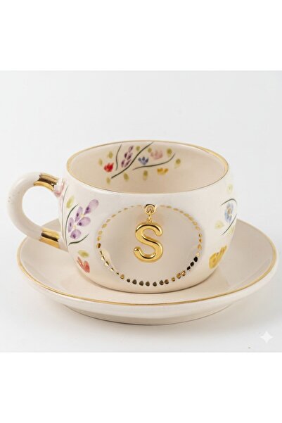 BSK Ceramics Handmade Harfli Bahardalı Çay Fincanı S Harfi