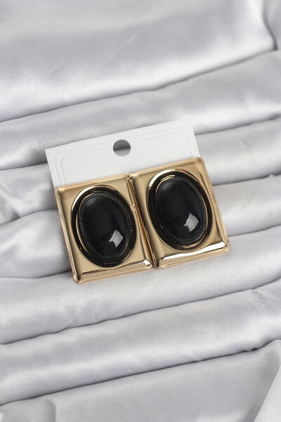 Skygo Ieg ™   Black Square Model Vintage Gold Color Women's Earrings - Tj-Bkp...